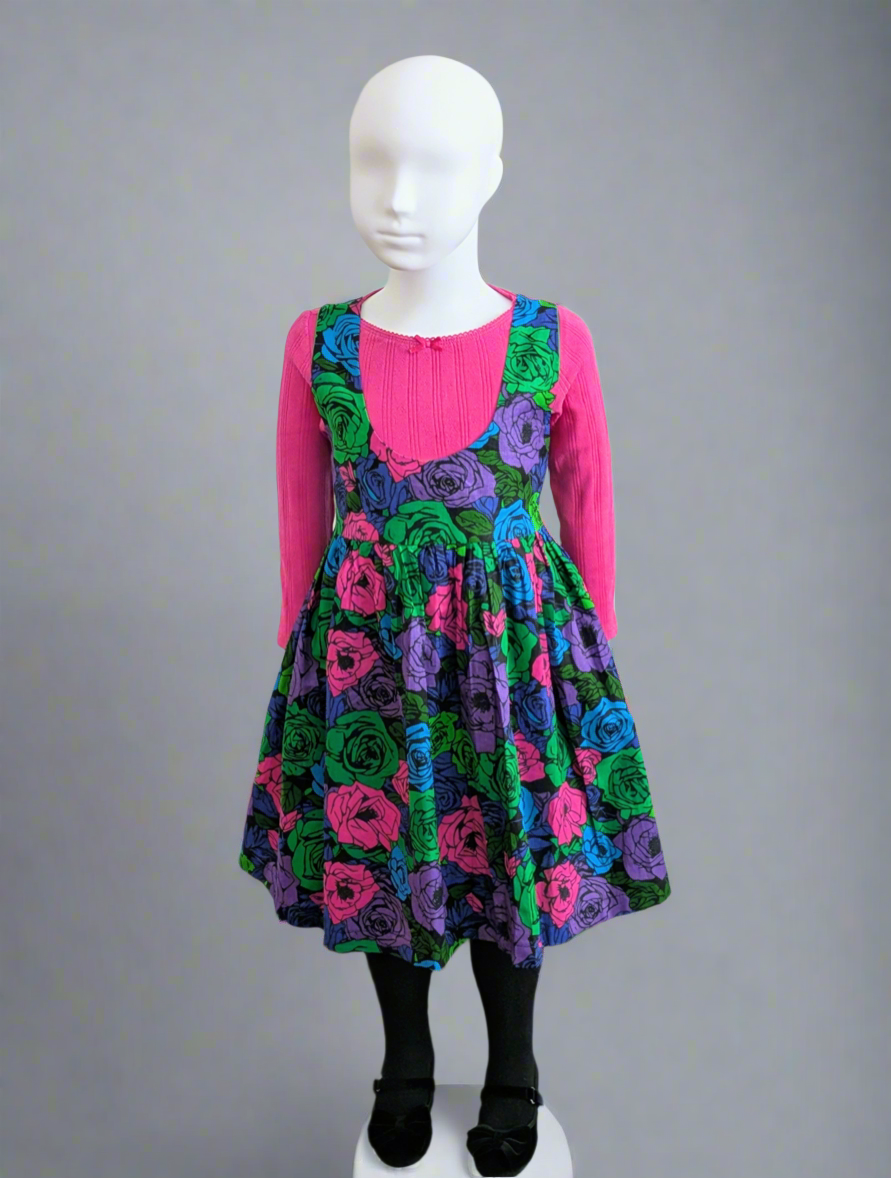Floral twirl jumper dress (6-9yrs)