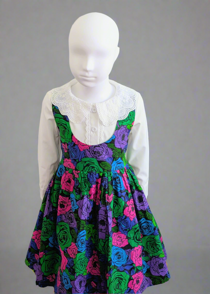 Floral twirl jumper dress (6-9yrs)