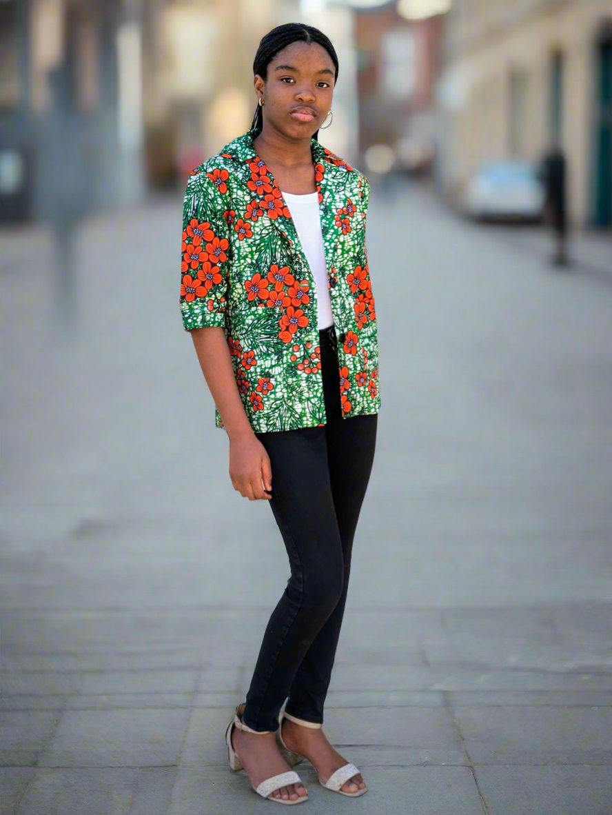Girls' Printed Contrast Lined Jacket (10-14yrs)
