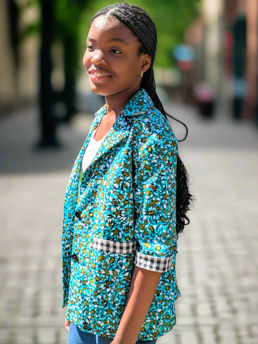 Girls' Printed Contrast Lined Jacket (10-14yrs)