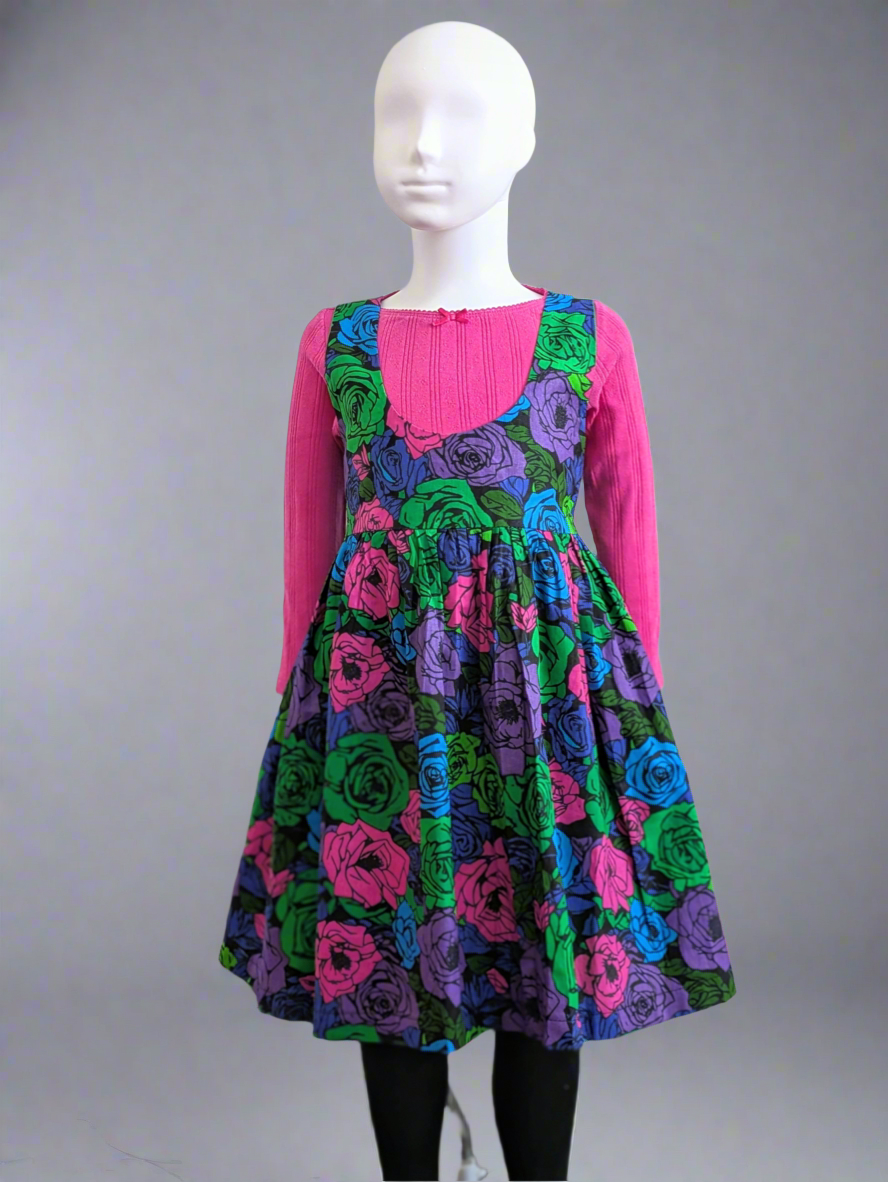 Floral twirl jumper dress (6-9yrs)