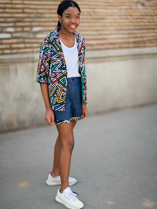 Girls' Printed Contrast Lined Jacket (10-14yrs)
