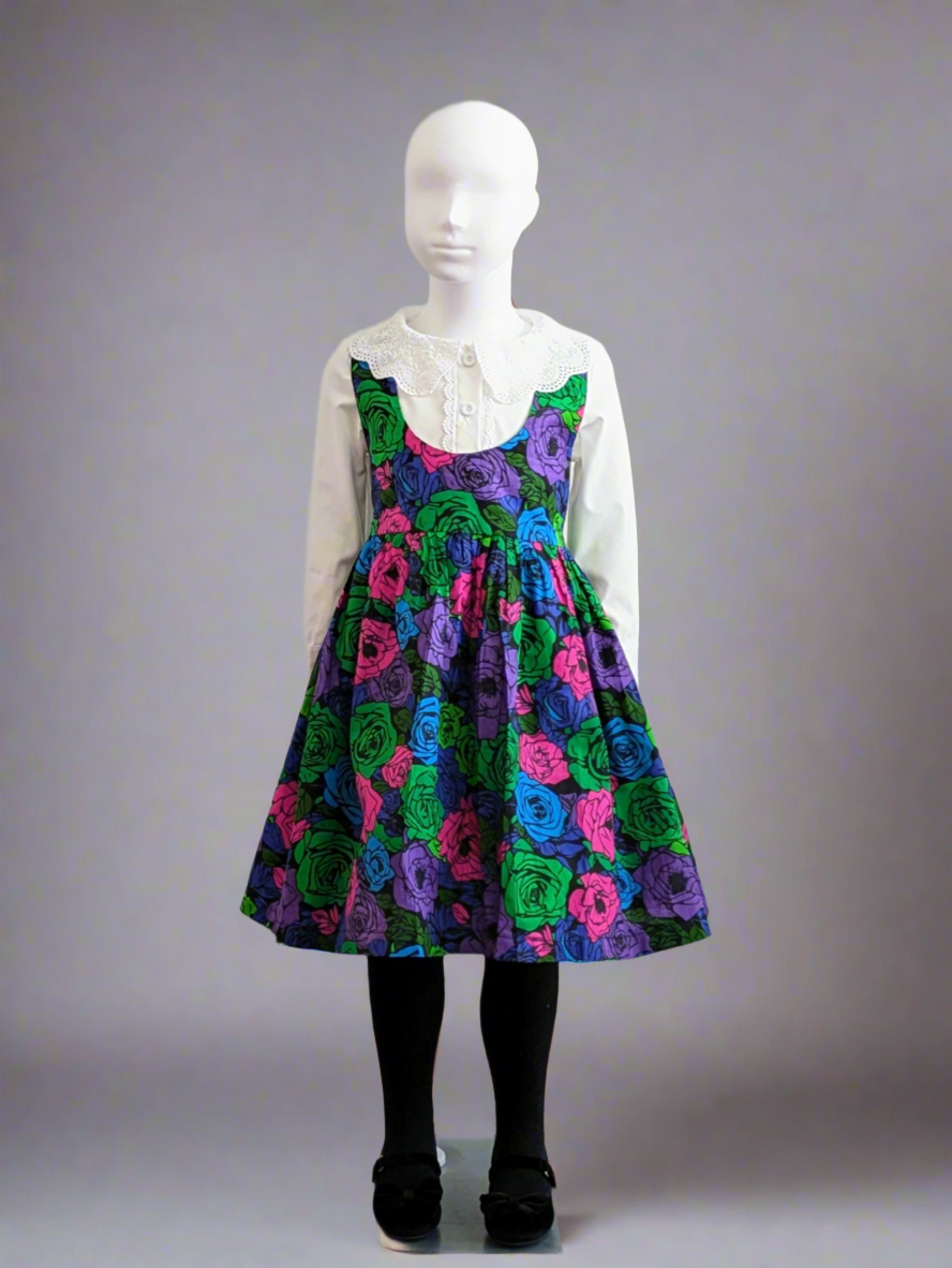 Floral twirl jumper dress (6-9yrs)