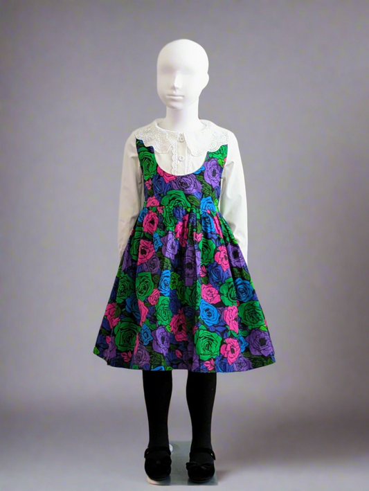 Floral twirl jumper dress (6-9yrs)