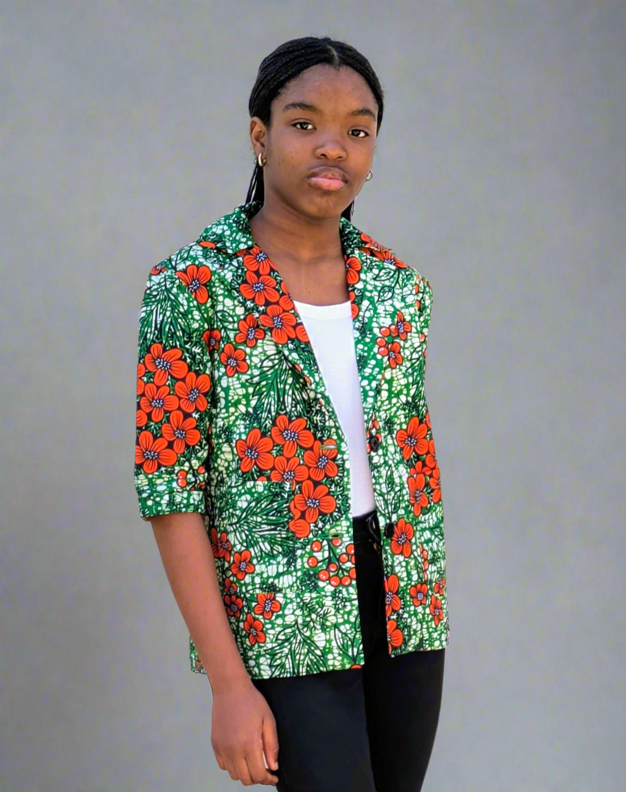 Girls' Printed Contrast Lined Jacket (10-14yrs)