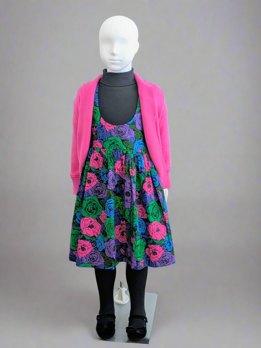 Floral twirl jumper dress (6-9yrs)