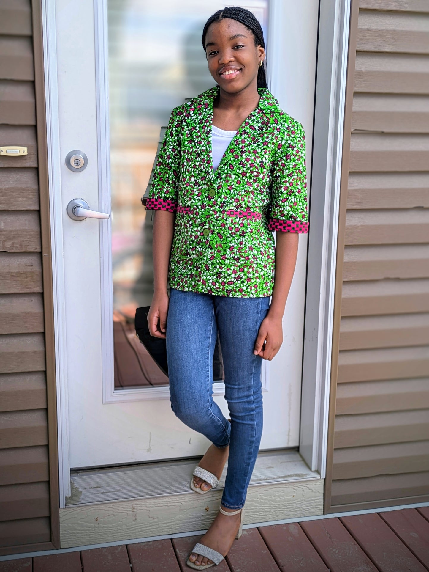 Girls' Printed Contrast Lined Jacket (11-12yrs)