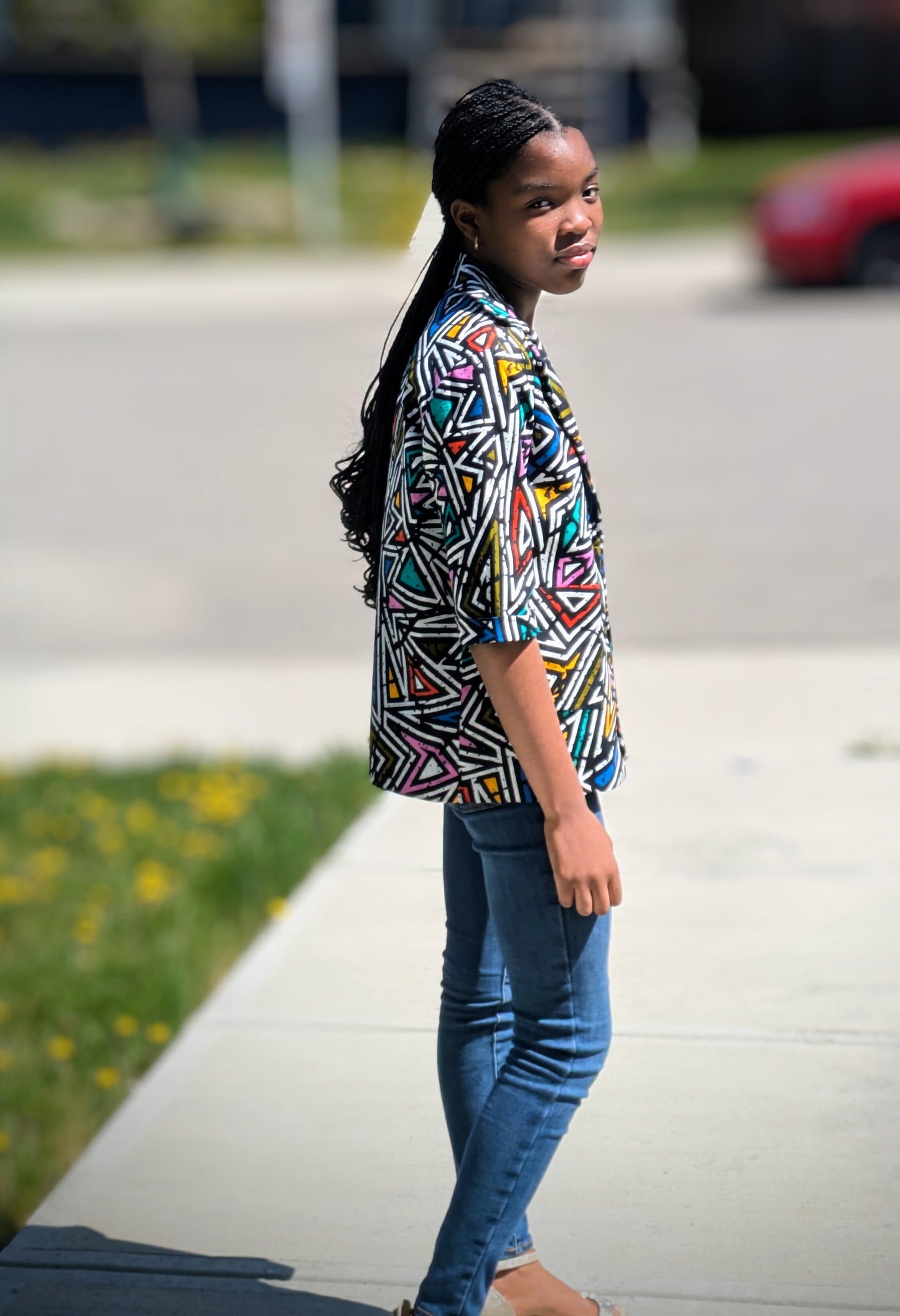 Girls' Printed Contrast Lined Jacket (10-14yrs)