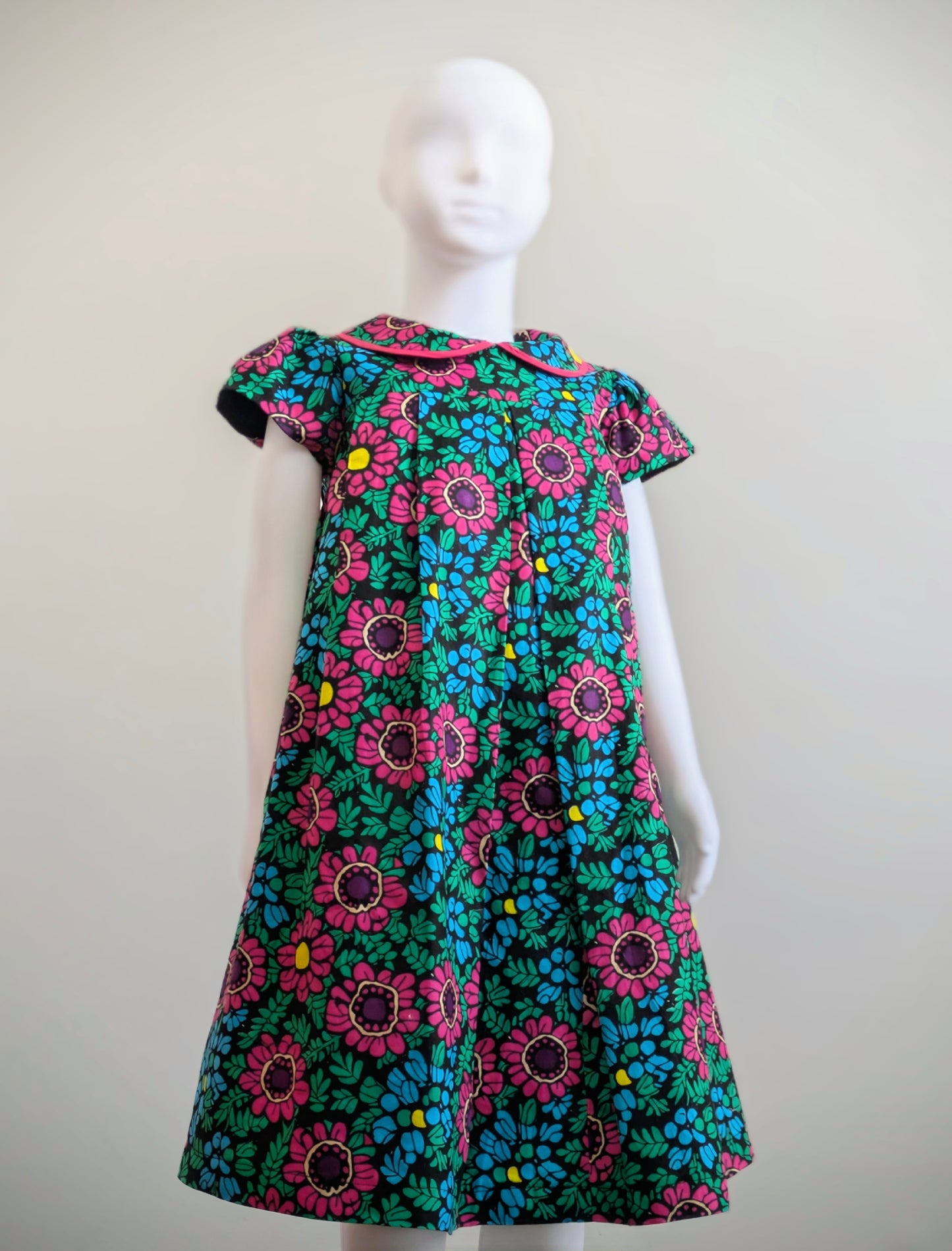 Girls’ Floral African Print Dress (6-9yrs)