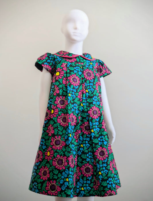 Girls’ Floral African Print Dress (6-9yrs)