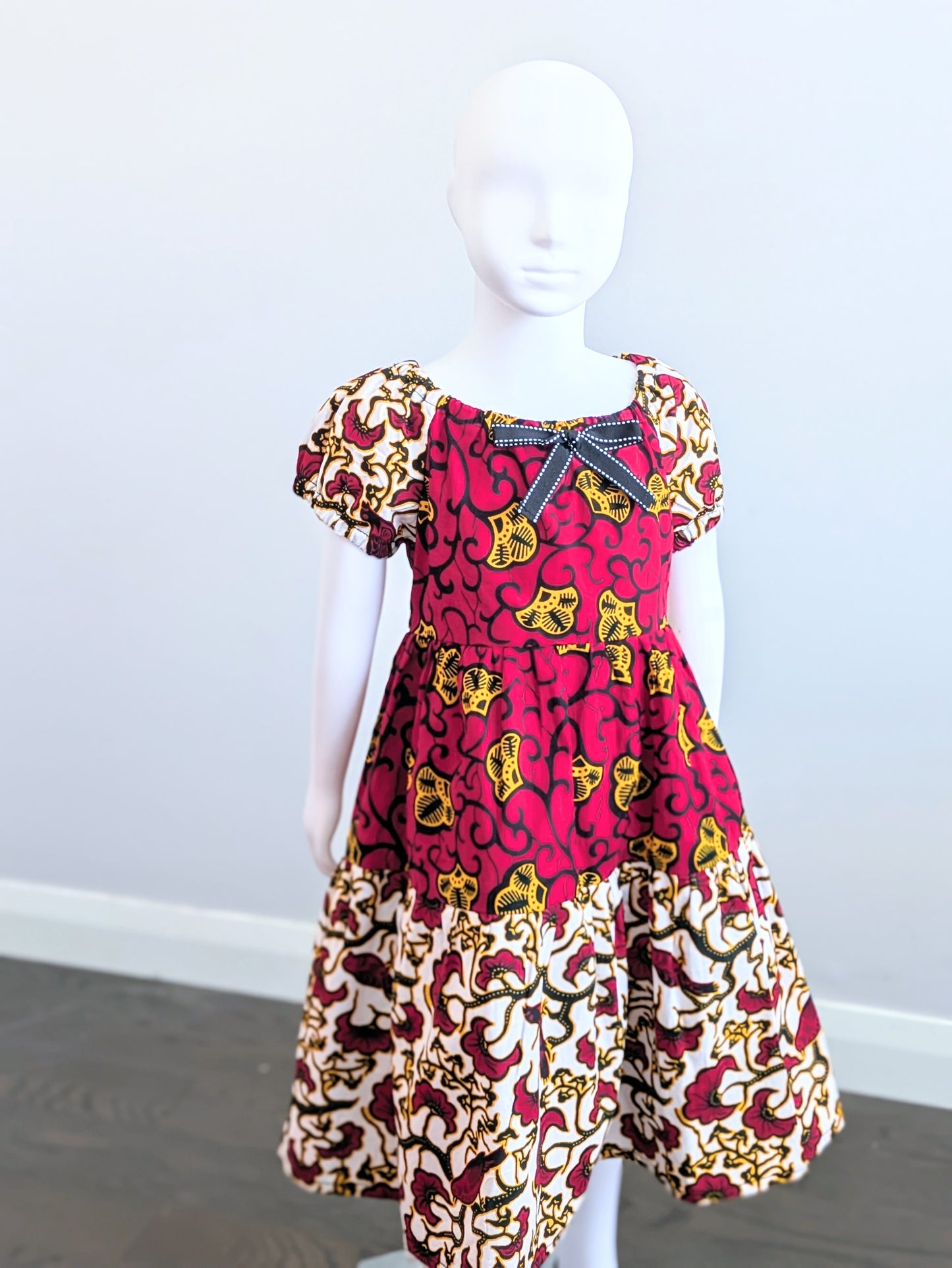 Girls’ Mixed African Prints Tiered Summer Dress ( 5-9 yrs)